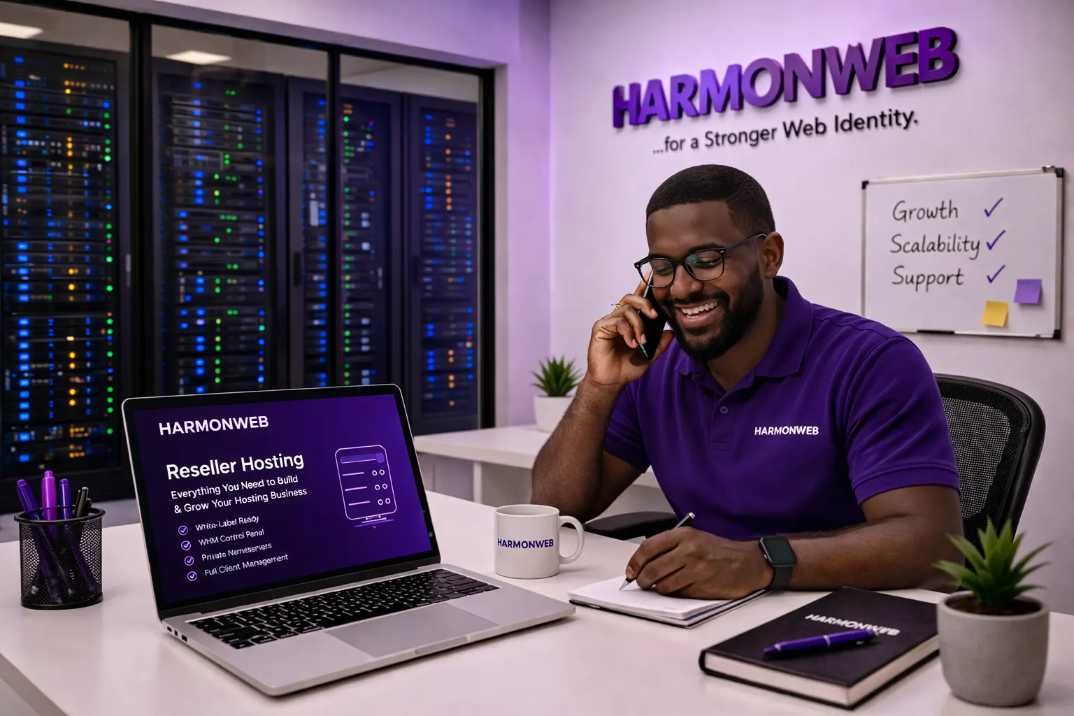 Business team managing client services